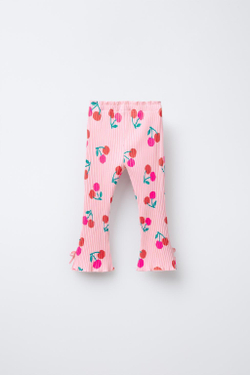 ZARA ЛЕГИНСЫ FLARED В РУБЧИК С ПРИНТОМ, ЦВЕТ РОЗОВОГО МЕЛА