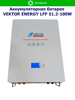 Аккумуляторная батарея VEKTOR ENERGY LFP 51.2-100W (100Ah / 51.2V / 5120Wh / BMS 100A / LED / LiFePO4)