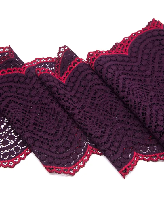 03-177  Кружево эластичное 18 см, слива/красный