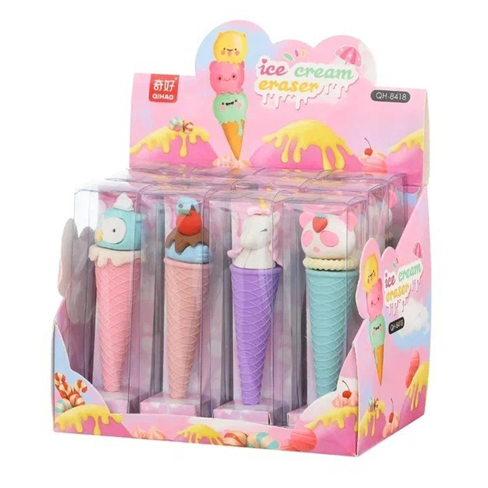 Ластик Qihao, фигурный, разборный, серия "Мороженое", объемный цветной корпус в виде мороженого