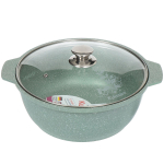 Кастрюля-жаровня алюминий, антиприг, 4 л, с крыш, Kukmara, Фисташ Мрамор, жмф42а