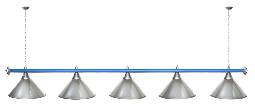 Лампа STARTBILLIARDS 5 пл. (плафоны зеленые,штанга зеленая,фурнитура золото)