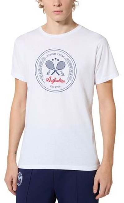 Мужская теннисная футболка Australian Cotton Crew T-Shirt - white