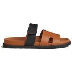 Hermes casual and comfortable one-word slippers men's brown, H222858Z HA3