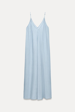 ZARA СТРУЯЩЕЕСЯ ОБЪЕМНОЕ ПЛАТЬЕ, ГОЛУБОЙ