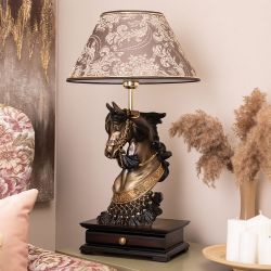Настольная лампа с бюро Лошадь императора Бронза с абажуром 38 Голдбраун