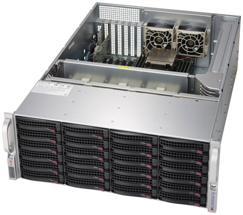 Сервер Supermicro SuperStorage 6049P-E1CR24H без процессора/без ОЗУ/без накопителей/количество отсеков 3.5" hot swap: 24/1 x 1200 Вт/LAN 10 Гбит/c