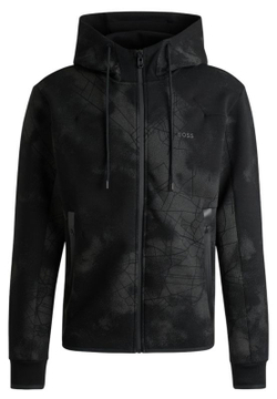 Мужская теннисная кофта BOSS Zip-Up With Decorative Reflective Artwork - черный