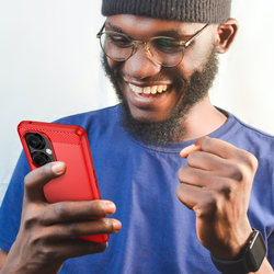 Мягкий чехол красного цвета в стиле карбон для смартфона Oneplus Nord CE3, серия Carbon от Caseport