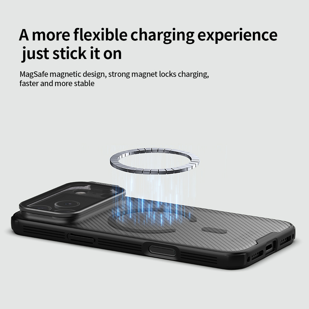 Чехол от Nillkin с MagSafe на iPhone 17 Pro Max, серия CamShield Prop Magnetic Case (версия с прозрачной крышкой объектива)