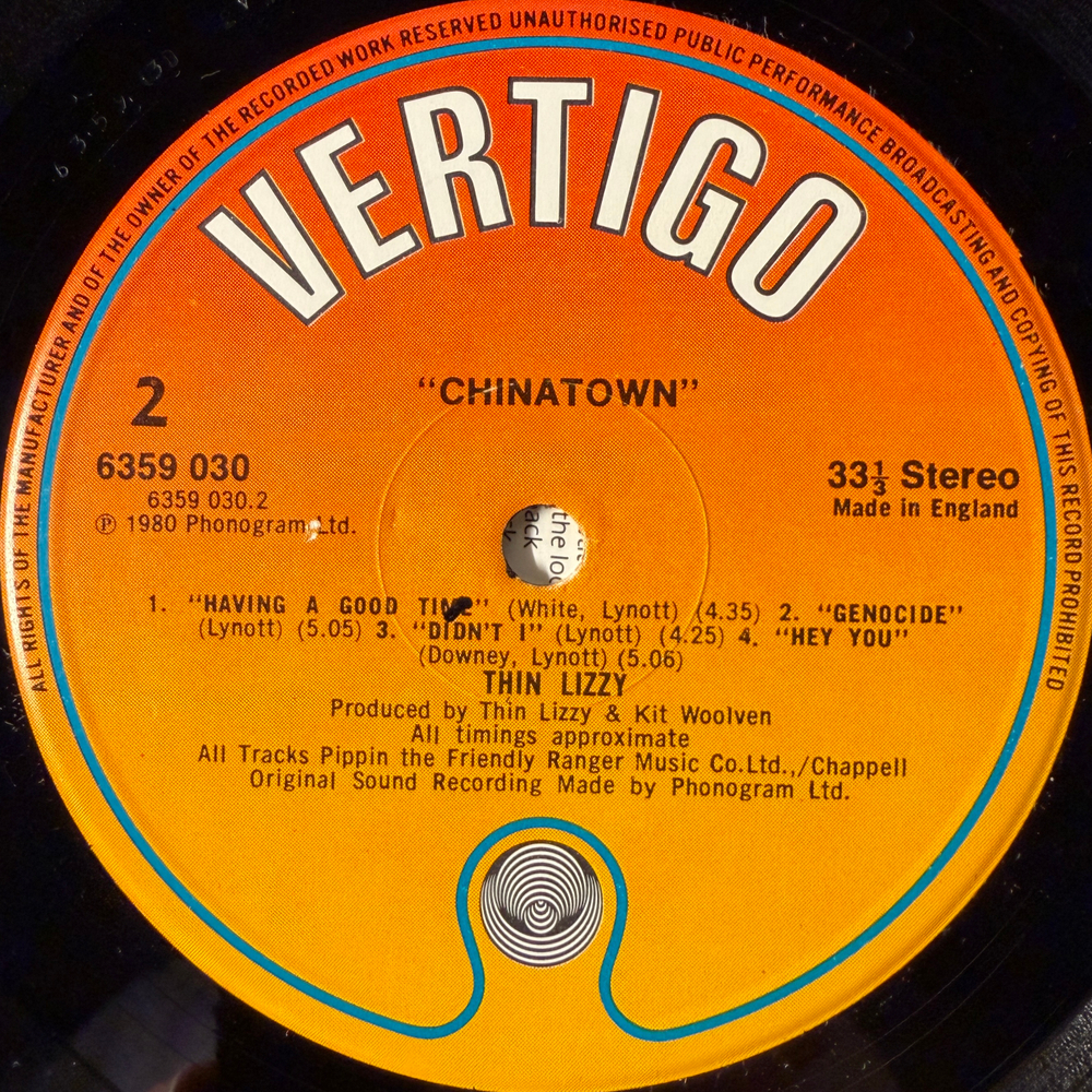 Thin Lizzy ‎– Chinatown (Англия 1980г.) Т