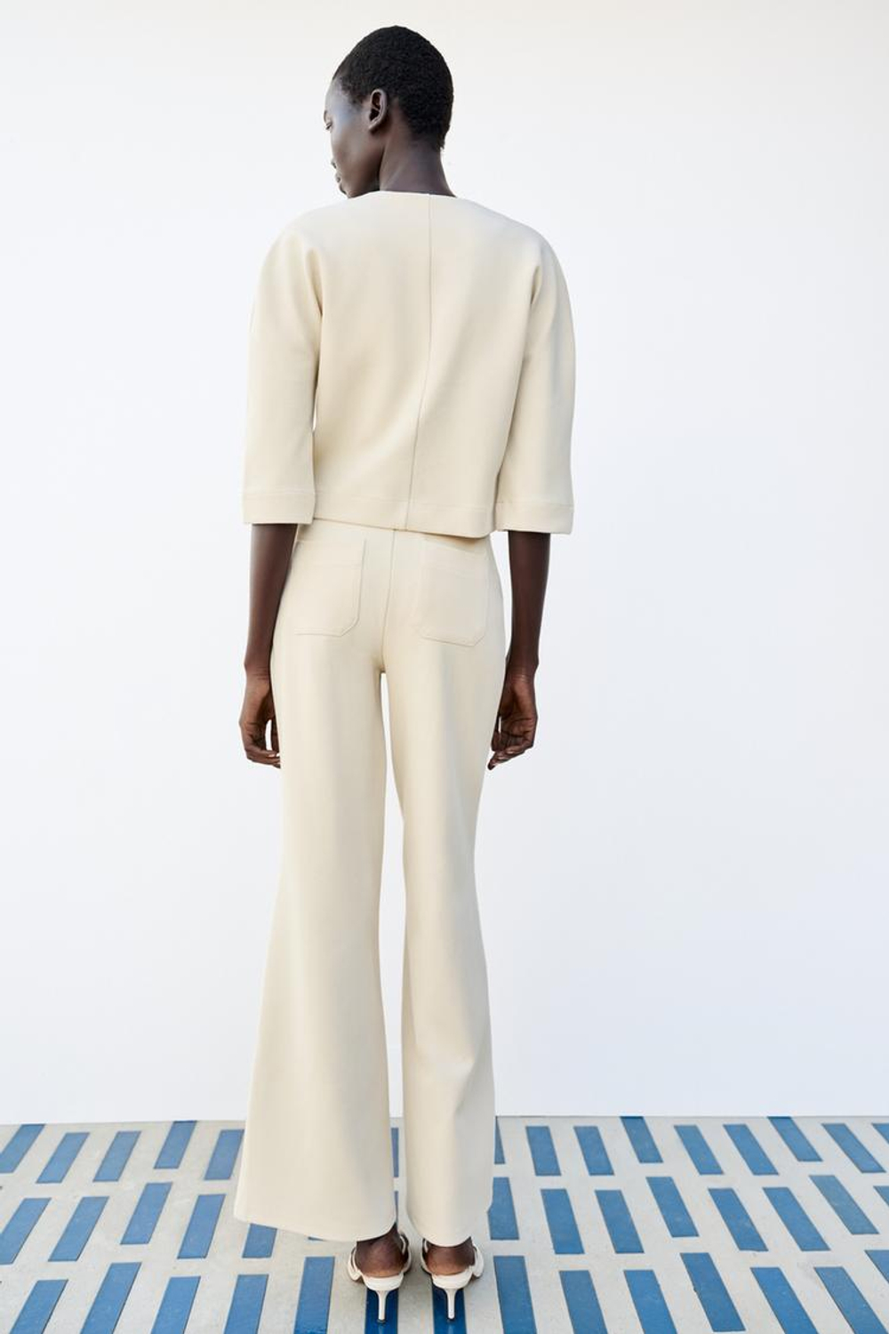 ZARA БРЮКИ ПАЛАЦЦО, ЭКРЮ