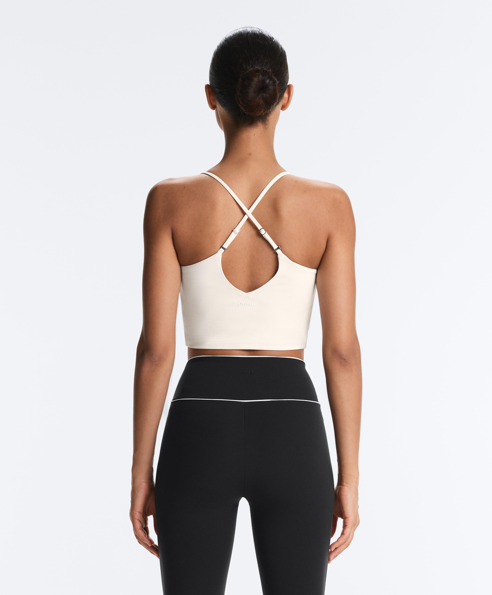 Oysho Топ Comfortlux с регулируемыми бретелями, экрю