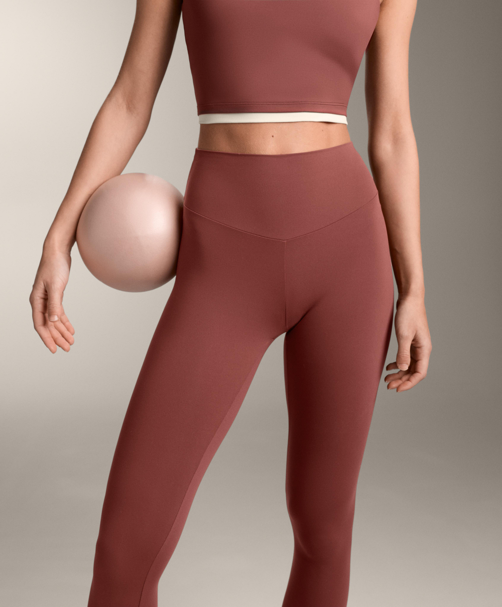 OYSHO Легинсы Comfortlux длиной до щиколотки с высокой посадкой, линялый махагон