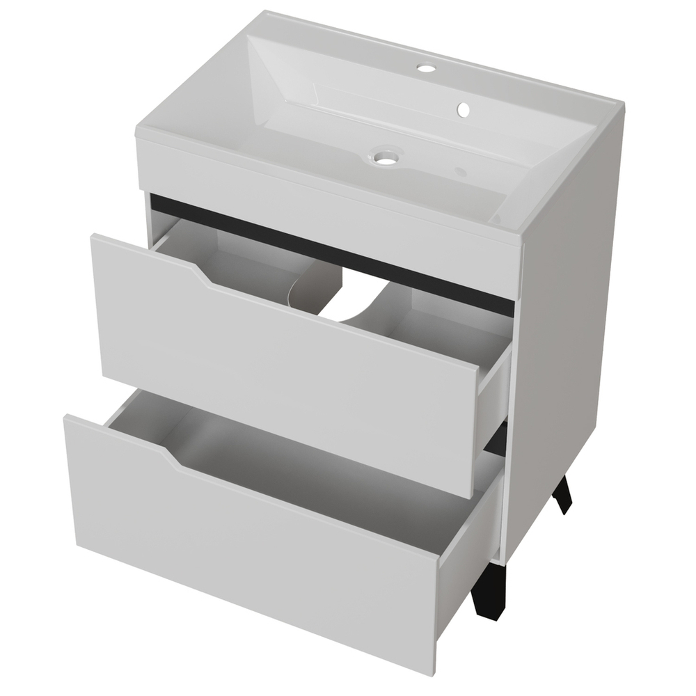 Тумба д/ванной "ОРИОН-70" 2 ящика белый/графит под рак."ЛАЙН 70" мебельный (MIXLINE) (ПВХ)