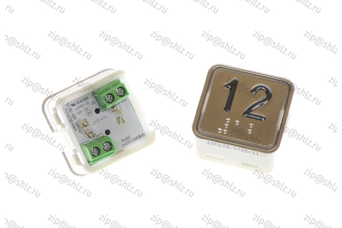 Кнопка (кнопочный модуль) KA302-S-R "12 этаж", квадратная, статическая красная подсветка, Брайль