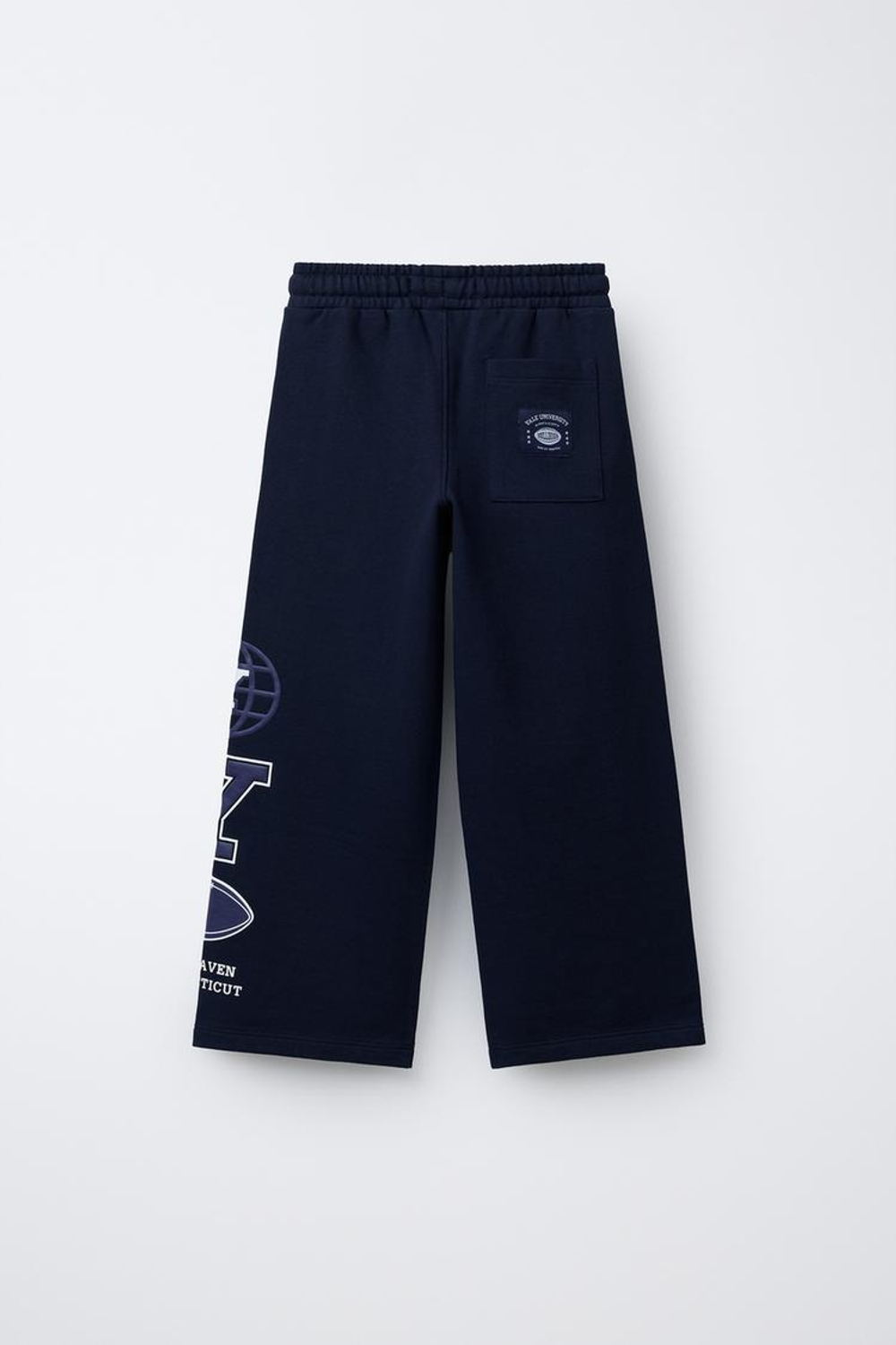 ZARA БРЮКИ WIDE LEG ИЗ МЯГКОЙ ТКАНИ YALE UNIVERSITY™, МОРСКОЙ СИНИЙ