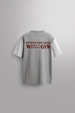 ZARA ФУТБОЛКА КОЛОР-БЛОК С ВЫШИВКОЙ, СЕРЫЙ МЕЛАНЖ