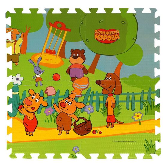 Коврик-пазл Оранжевая корова 8 сегментов, каждый 31.5*31.5см ИГРАЕМ ВМЕСТЕ
