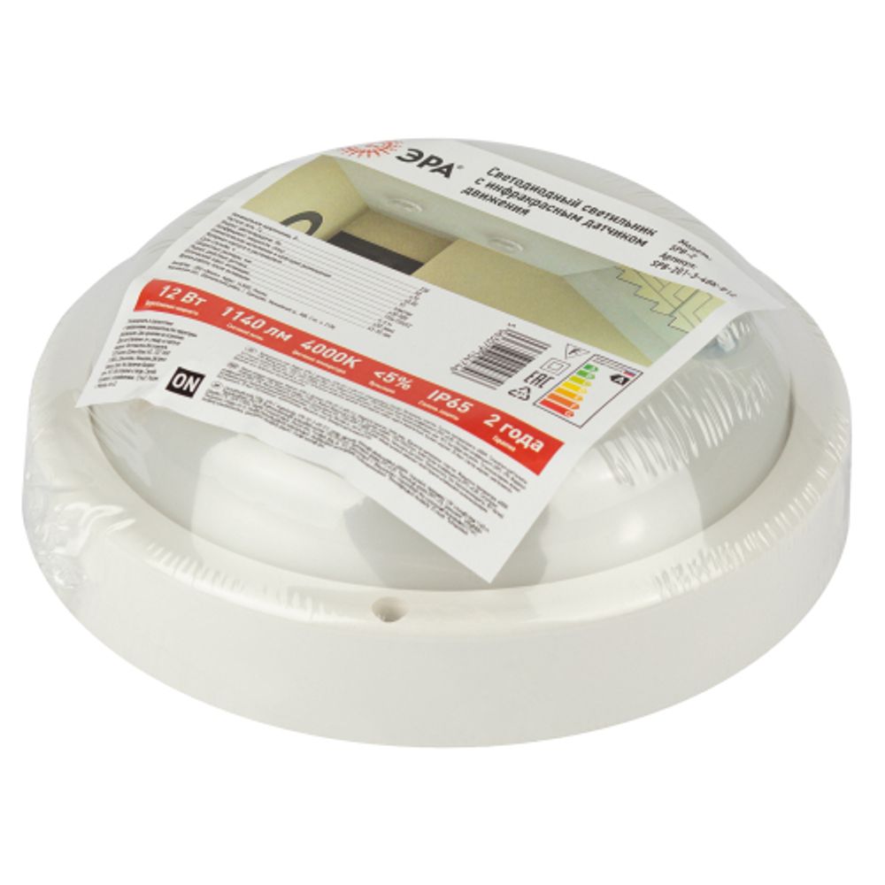 Светильник ЖКХ светодиодный ЭРА SPB-201-3-40K-012 12Вт 4000K 1140Лм IP65 с ИК датчиком движения