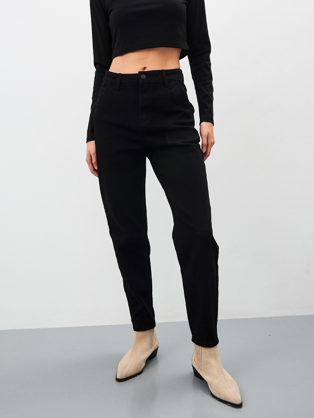 Женские джинсы mom fit с высокой посадкой-MP103B