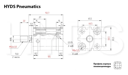 ADN-50-60-A-P-A Пневмоцилиндр