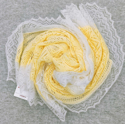 Оренбургский ажурный летний палантин МА16070-17/02 желтый/экрю