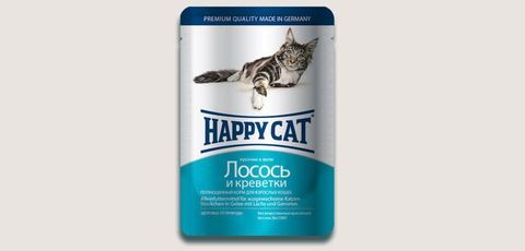 Happy Cat влажный корм для кошек с лососем и креветками