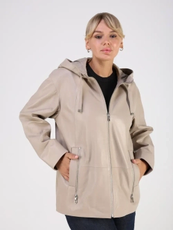 Кожаная куртка демисезонная с капюшоном