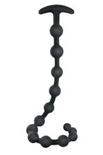 Черная анальная цепочка Ribbed Silicone Anal Beads - 48,3 см. (Цвет: черный)