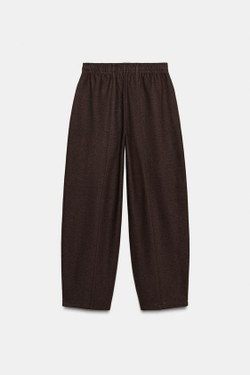 ZARA БРЮКИ ПРЯМОГО КРОЯ ИЗ МЯГКОЙ ТКАНИ, КОРИЧНЕВЫЙ