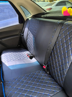 Чехлы на Лада Гранта сплошные сиденья (Ромб бабочка синии нитки)