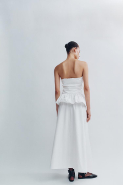 ZARA ОБЪЕМНЫЙ ТОП ИЗ ПОПЛИНА, БЕЛЫЙ