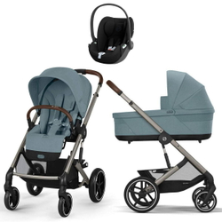 Коляска Cybex Balios S Lux TPE complete Cloud T Sepia Black 3 в 1 Stormy Blue с дождевиками