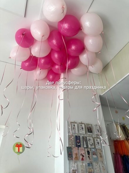 Шары по потолок в розовых оттенках