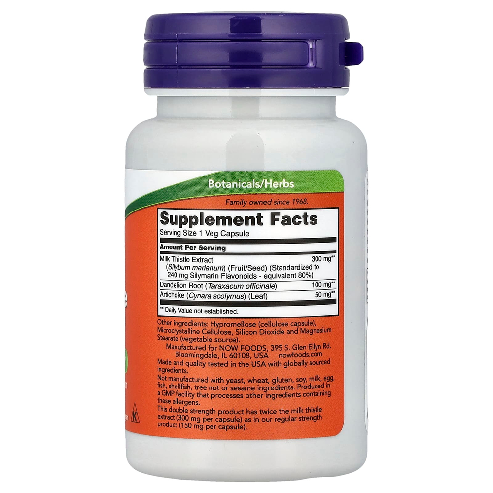 NOW Foods, экстракт расторопши, 50 растительных капсул