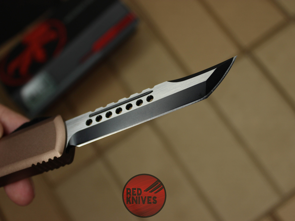 Нож Microtech Ultratech Helhound H/E - коричневая рукоять, черный клинок RK-369