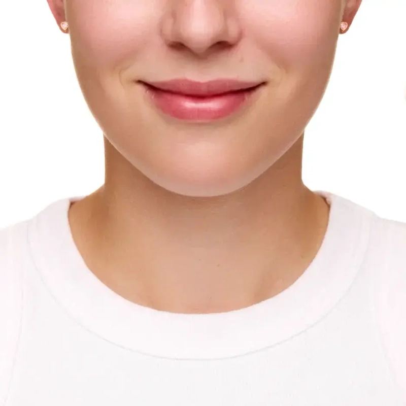 Серьги Розовый Камень с Сердцем – Золото