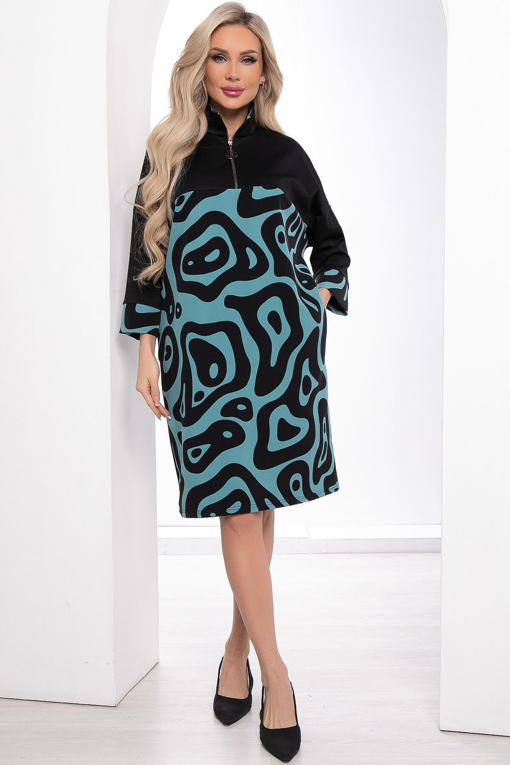 Платье "Эксклюзив" (бирюза/черное) П8328 LT Collection