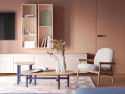 Столик Ottal, 44,5х44,5х45 см, бук, бежевый/синий