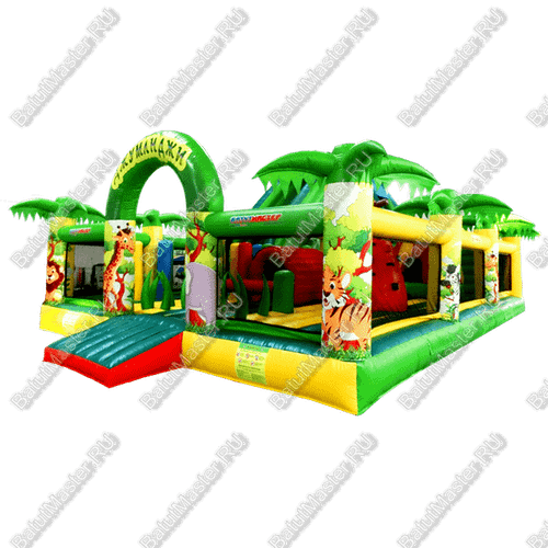 Коммерческий надувной батут "Джунгли малый со скалодромом"