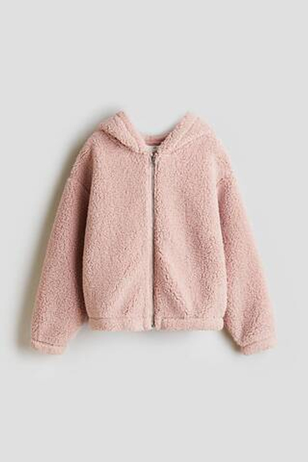 H&M Плюшевая толстовка с капюшоном и молнией, пыльно-розовый