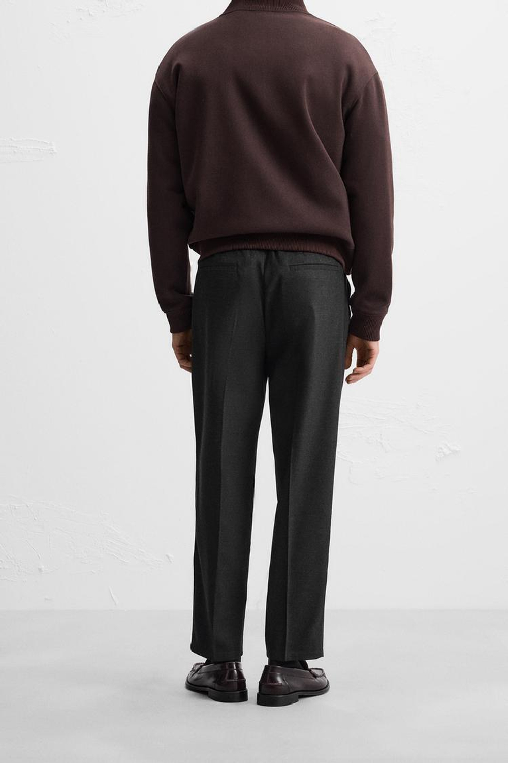 ZARA БРЮКИ ИЗ ФЛАНЕЛИ СО СКЛАДКАМИ, АНТРАЦИТОВО-СЕРЫЙ