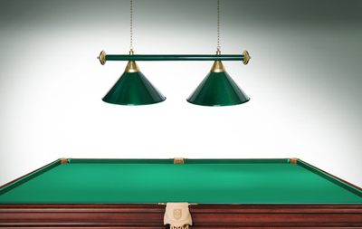 Лампа STARTBILLIARDS 2 пл. (плафоны зеленые,штанга зеленая,фурнитура золото)