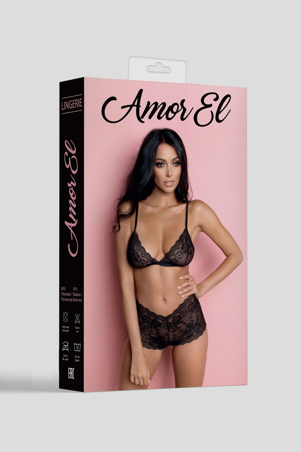 Романтичный кружевной комплект (Размер: L-XL) (Цвет: черный)