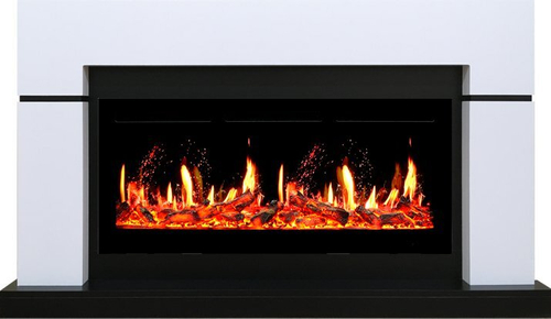 Каминокомплект Lindos - Белый с черным (Ширина 1470мм) с очагом 5D V-ART 40