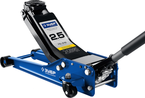 ЗУБР X85 2.5т, 75-515мм подкатной домкрат гидравлический универсальный для СТО, Профессионал
