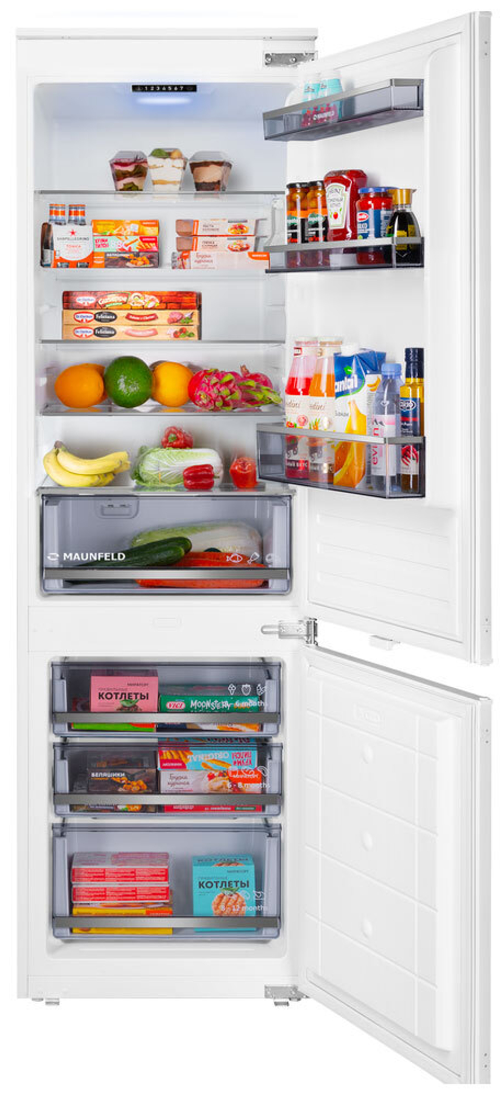 Встраиваемый двухкамерный холодильник Maunfeld MBF177SWGR Inverter