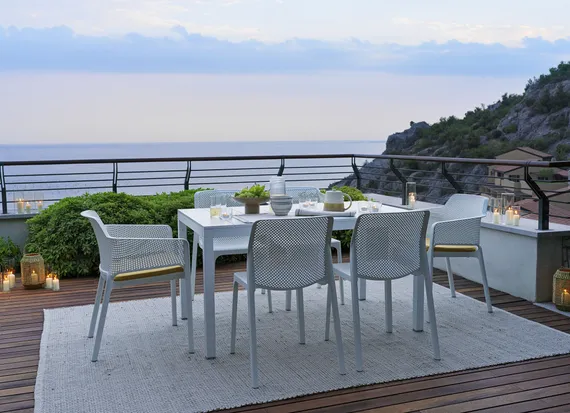 Стол металлический раздвижной Rio Alu 140-210х85 см, белый