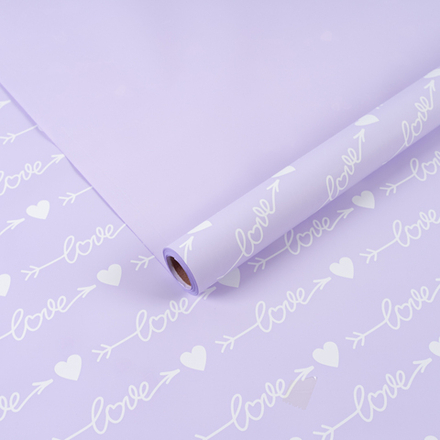 Пленка матовая "Любовь-это..." Сиреневая 57см*10м